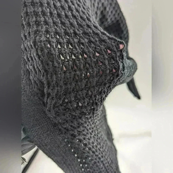 CHUNKY KNIT WINE Black OPEN CARDIGAN SWEATER Size Small NWT Oversized C+D+M - Picture 3 of 9